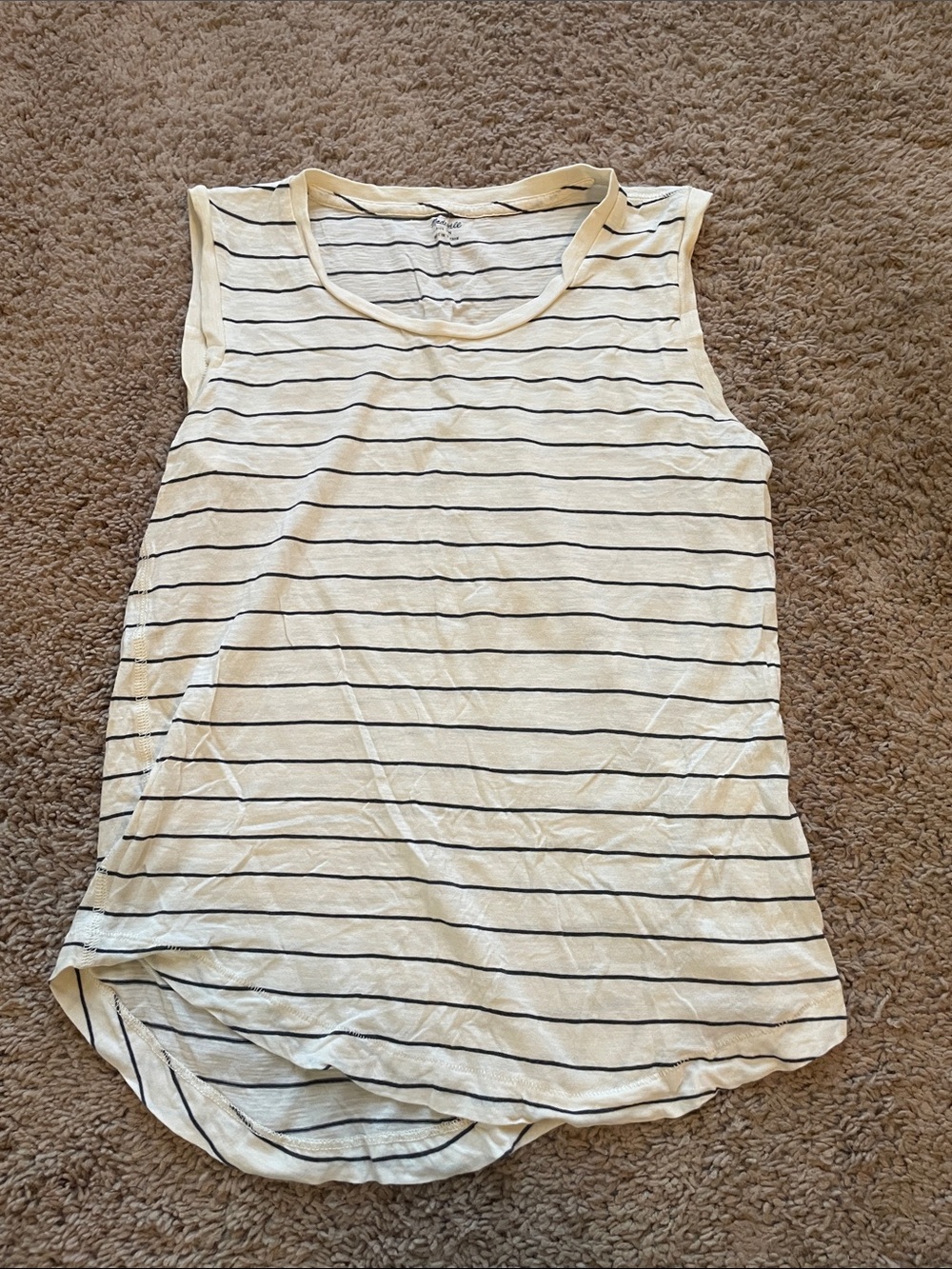 Madewell Cream Tank with Thin Stripes